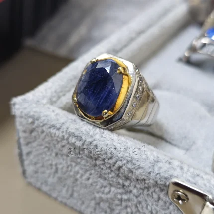 Natural Blue Sapphire Untreated (Certified) Ring - Silver Ring