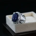 Natural Blue Sapphire (Certified) Ring - Silver Ring