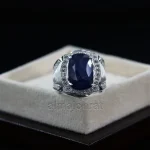 ⁦Natural Blue Sapphire (Certified) Ring - Silver Ring⁩ - الصورة ⁦2⁩