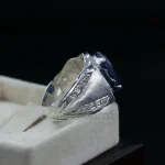 ⁦Natural Blue Sapphire (Certified) Ring - Silver Ring⁩ - الصورة ⁦4⁩