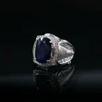 ⁦Natural Blue Sapphire (Certified) Ring - Silver Ring⁩ - الصورة ⁦6⁩