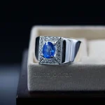 ⁦Blue Topaz Natural Gemstone - 925 Silver Ring⁩ - الصورة ⁦4⁩
