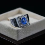 ⁦Blue Topaz Natural Gemstone - 925 Silver Ring⁩ - الصورة ⁦2⁩