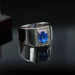 ⁦Blue Topaz Natural Gemstone - 925 Silver Ring⁩ - الصورة ⁦3⁩