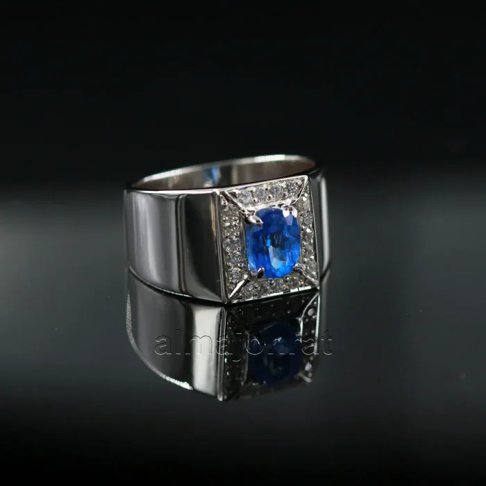⁦Blue Topaz Natural Gemstone - 925 Silver Ring⁩ - الصورة ⁦6⁩