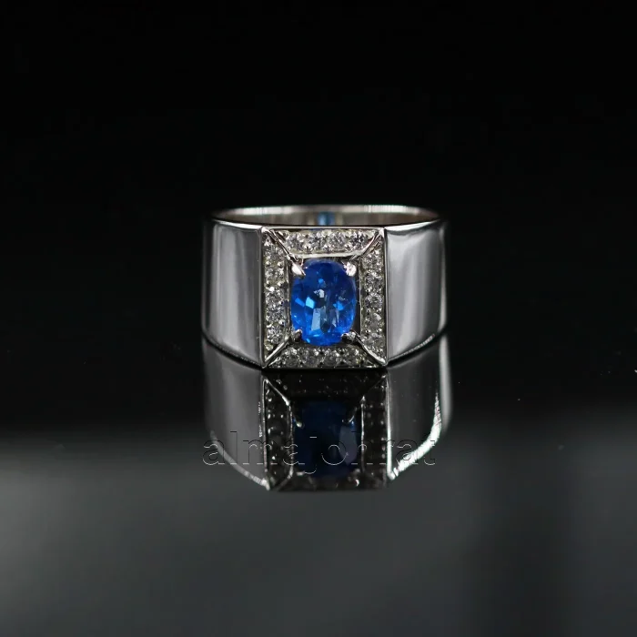 ⁦Blue Topaz Natural Gemstone - 925 Silver Ring⁩ - الصورة ⁦1⁩