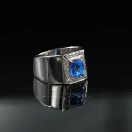 ⁦Blue Topaz Natural Gemstone - 925 Silver Ring⁩ - الصورة ⁦5⁩