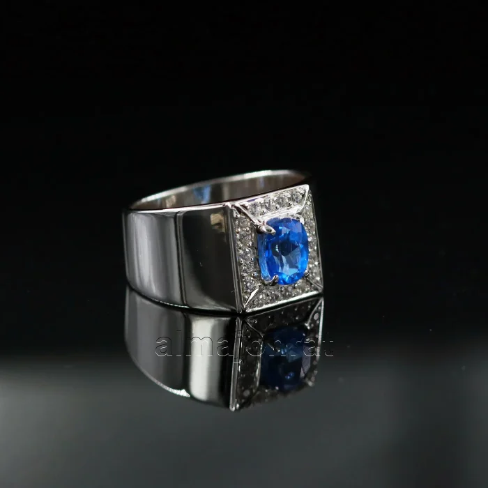 ⁦Blue Topaz Natural Gemstone - 925 Silver Ring⁩ - الصورة ⁦5⁩