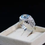 ⁦Swiss Blue Topaz Natural Gemstone - 925 Silver Ring⁩ - الصورة ⁦4⁩