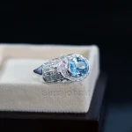 ⁦Swiss Blue Topaz Natural Gemstone - 925 Silver Ring⁩ - الصورة ⁦2⁩