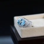 ⁦Swiss Blue Topaz Natural Gemstone - 925 Silver Ring⁩ - الصورة ⁦3⁩