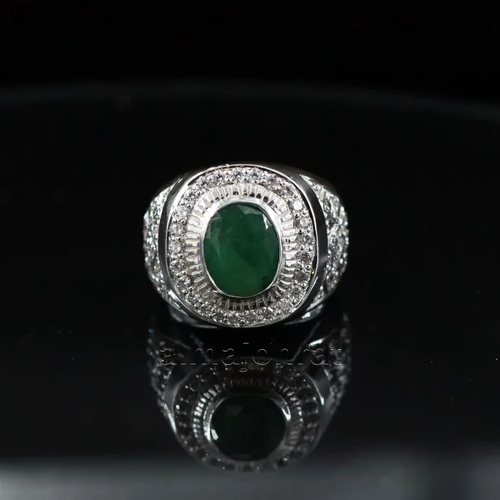 Swat Emerald Natural Lab Certified - Pure Silver Ring - Image 6
