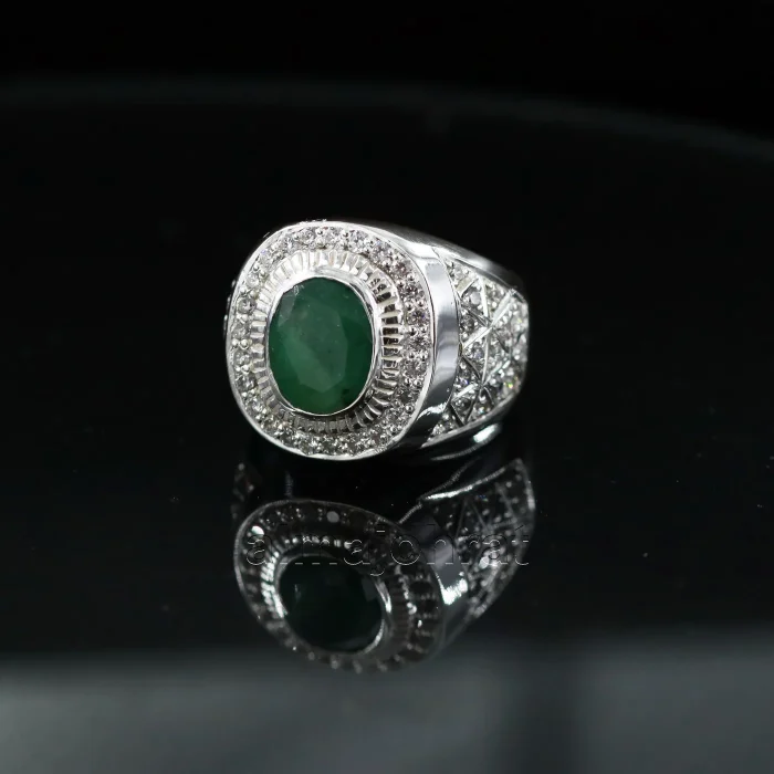 Swat Emerald Natural Lab Certified - Pure Silver Ring - Image 5