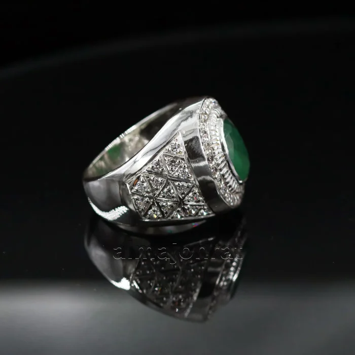 Swat Emerald Natural Lab Certified - Pure Silver Ring - Image 4