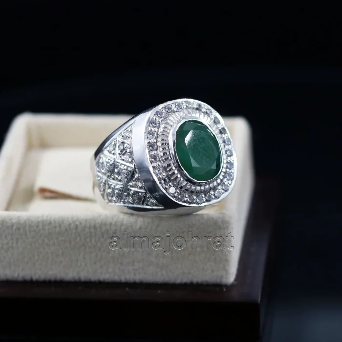 Swat Emerald Natural Lab Certified - Pure Silver Ring - Image 3