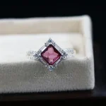 ⁦Natural Rhodolite Garnet Gemstone Ring for Women Silver 925⁩ - الصورة ⁦2⁩