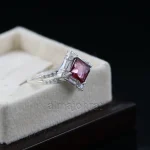 ⁦Natural Rhodolite Garnet Gemstone Ring for Women Silver 925⁩ - الصورة ⁦4⁩