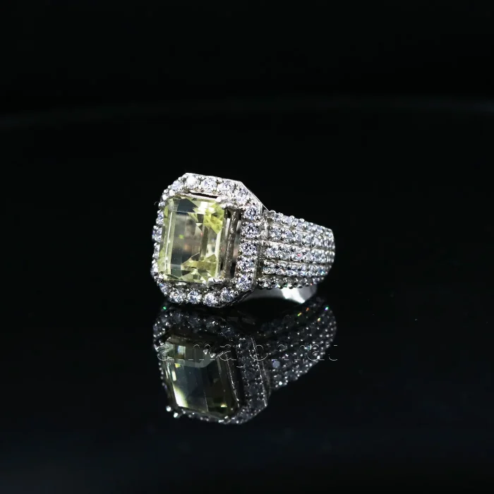 ⁦Natural Citrine Stone -  Lemon Quartz Silver Ring for Women⁩ - الصورة ⁦2⁩
