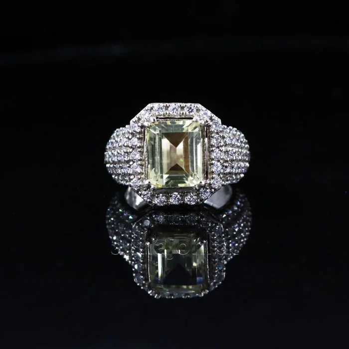 ⁦Natural Citrine Stone -  Lemon Quartz Silver Ring for Women⁩ - الصورة ⁦3⁩