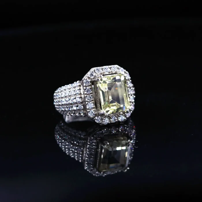 ⁦Natural Citrine Stone -  Lemon Quartz Silver Ring for Women⁩ - الصورة ⁦1⁩
