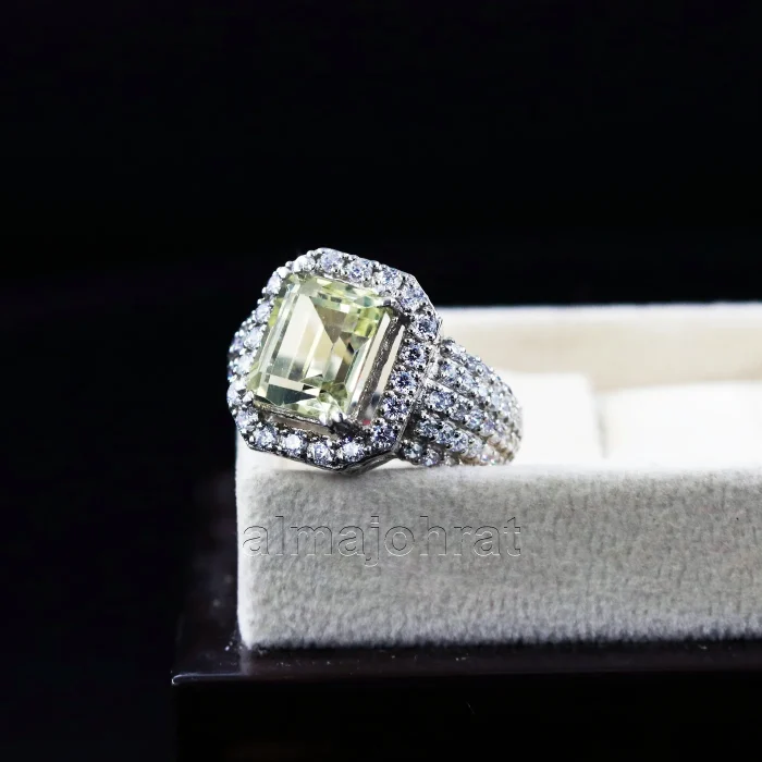 ⁦Natural Citrine Stone -  Lemon Quartz Silver Ring for Women⁩ - الصورة ⁦4⁩