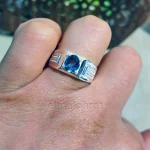⁦London Blue Topaz Natural Gemstone - Silver Ring⁩ - الصورة ⁦3⁩