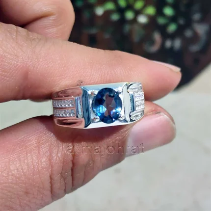 London Blue Topaz Natural Gemstone - Silver Ring
