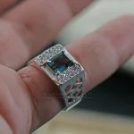 ⁦London Blue Topaz Natural Gemstone - Silver Ring⁩ - الصورة ⁦2⁩