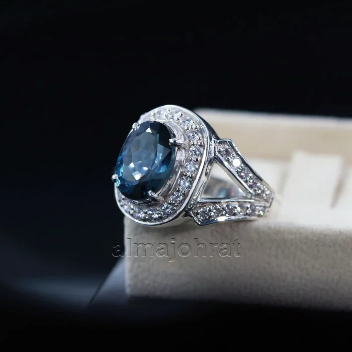 ⁦London Blue Topaz Natural Gemstone - Silver Ring⁩ - الصورة ⁦5⁩