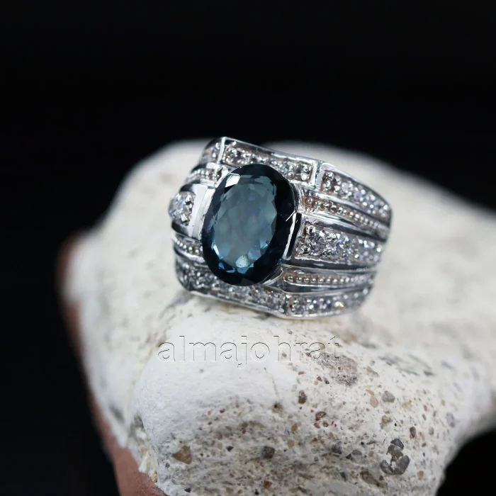 ⁦London Blue Topaz Natural Gemstone - Real Silver Ring⁩ - الصورة ⁦4⁩