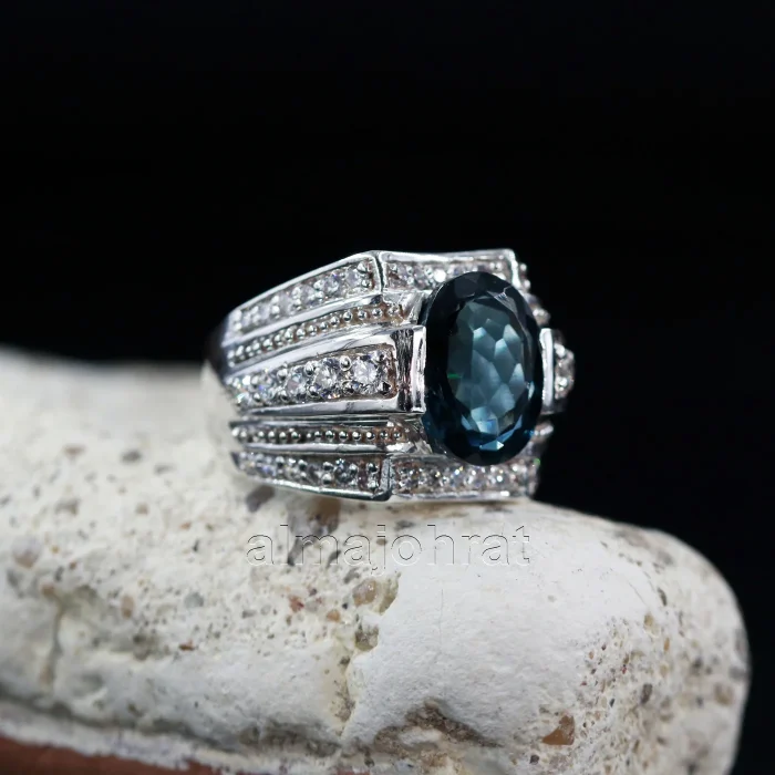 ⁦London Blue Topaz Natural Gemstone - Real Silver Ring⁩ - الصورة ⁦6⁩