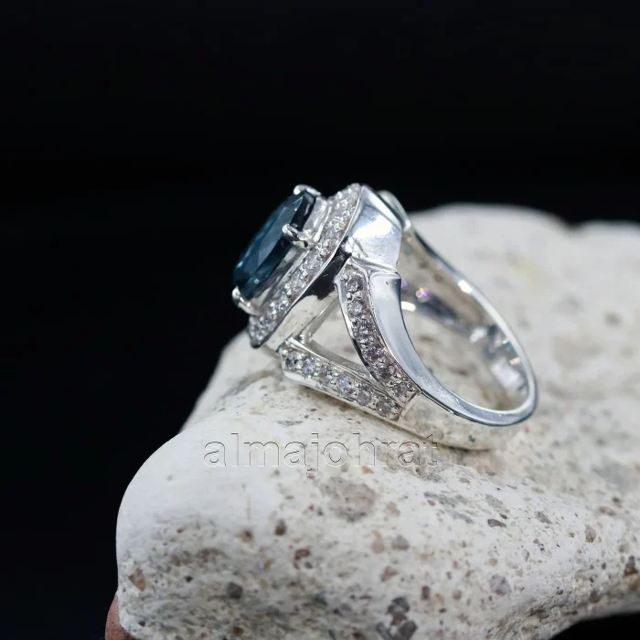 ⁦London Blue Topaz Natural Gemstone - Silver Ring⁩ - الصورة ⁦3⁩