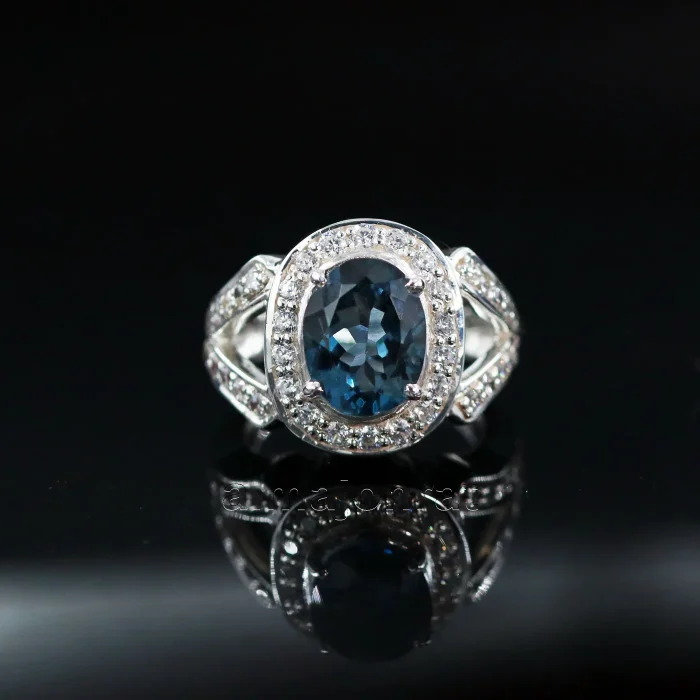 ⁦London Blue Topaz Natural Gemstone - Silver Ring⁩ - الصورة ⁦1⁩
