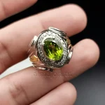 Natural Peridot Gemstone Ring Silver 925