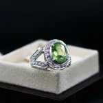 Natural Peridot Gemstone Ring Pure Silver