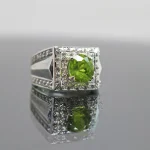 Natural Peridot Gemstone Ring Pure Silver