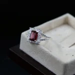 ⁦Natural Rhodolite Garnet Gemstone Ring for Women Silver 925⁩ - الصورة ⁦2⁩