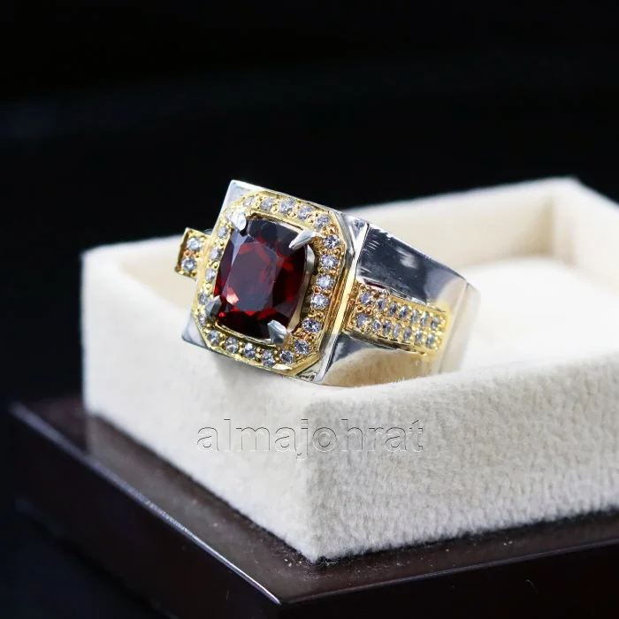 ⁦Natural Rhodolite Garnet Gemstone Ring Silver⁩ - الصورة ⁦4⁩