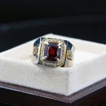⁦Natural Rhodolite Garnet Gemstone Ring Silver⁩ - الصورة ⁦3⁩