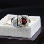⁦Natural Rhodolite Garnet Gemstone Ring Silver⁩ - الصورة ⁦2⁩