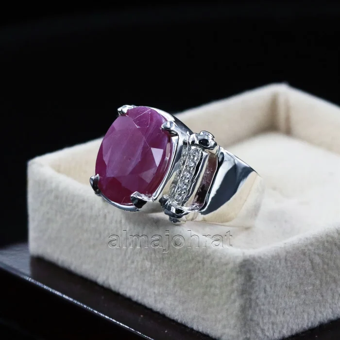 ⁦Natural Ruby (Untreated) Stone Ring - Pure Silver Ring⁩ - الصورة ⁦2⁩