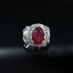 ⁦Natural Ruby Stone Ring - Pure Silver Ring - Yaqut Stone⁩ - الصورة ⁦4⁩