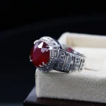 ⁦Natural Ruby Stone Ring - Pure Silver Ring⁩ - الصورة ⁦4⁩