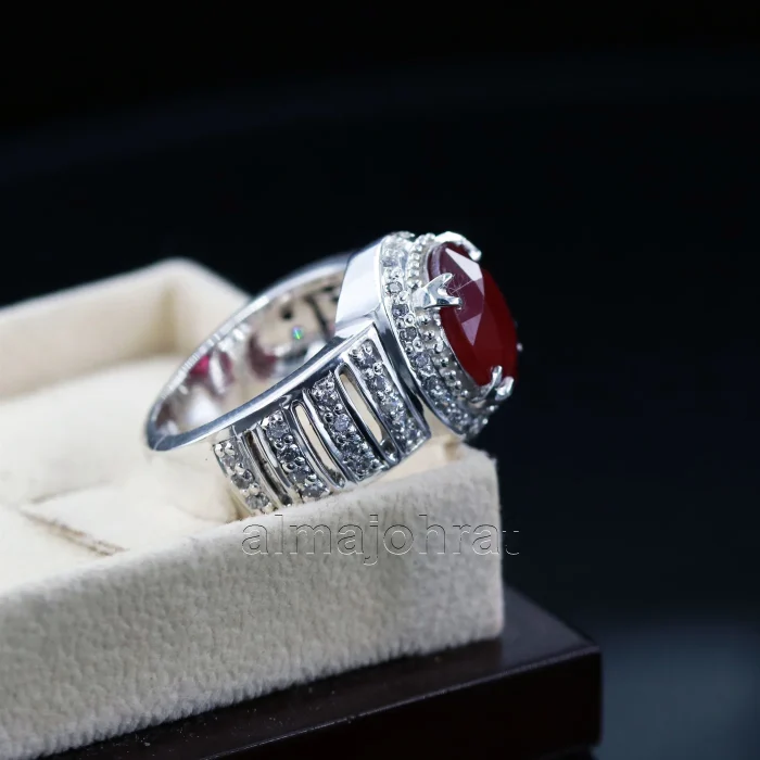 ⁦Natural Ruby Stone Ring - Pure Silver Ring⁩ - الصورة ⁦2⁩