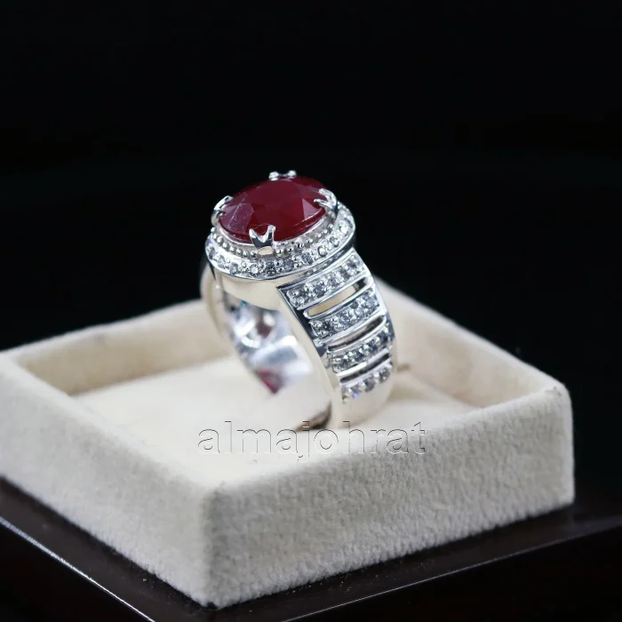 ⁦Natural Ruby Stone Ring - Pure Silver Ring⁩ - الصورة ⁦6⁩
