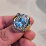 ⁦Swiss Blue Topaz Natural Gemstone - 925 Silver Ring⁩ - الصورة ⁦3⁩