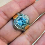 ⁦Swiss Blue Topaz Natural Gemstone - 925 Silver Ring⁩ - الصورة ⁦2⁩