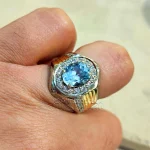 ⁦Swiss Blue Topaz Natural Gemstone - 925 Silver Ring⁩ - الصورة ⁦4⁩