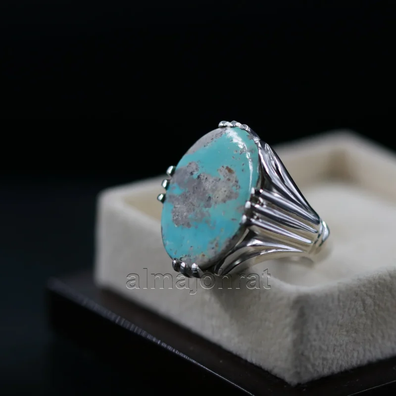 Natural Turquoise Silver 925 Ring Nishaburi feroza 13
