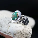 Natural Turquoise Ring - Nishaburi Shajri Feroza Pure Silver Ring - Image 4